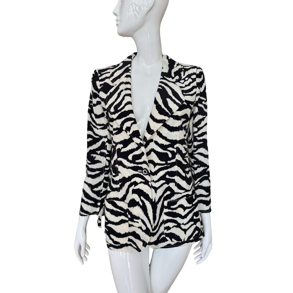 Vintage 1990s Ungaro Silk Zebra Blazer M L